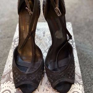 Spiked Black Heels with Strap